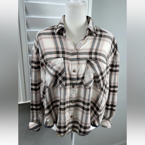 BDG Urban Outfitters Robbie Spliced Flannel Shirt Womens Small Plaid Oversized S - Picture 2 of 15